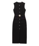 Black Button Belt Dress