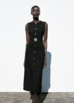 Black Button Belt Dress
