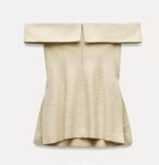 Beige Off Shoulder Cord Set